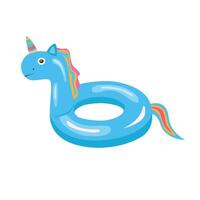 nadando anillo en unicornio forma. inflable flotar, inflable piscina flotador clipart. agua boya salvavidas. verano elemento. Hola verano concepto. dibujos animados plano aislado en blanco antecedentes. vector