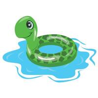 Swimming ring in turtle shape. Inflatable float, inflatable pool float clipart. Water lifebuoy. Summer element. Hello summer concept. Cartoon flat isolated on white background. vector