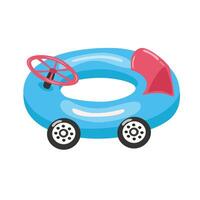 nadando anillo en coche forma. inflable flotar, inflable piscina flotador clipart. agua boya salvavidas. verano elemento. Hola verano concepto. dibujos animados plano aislado en blanco antecedentes. vector