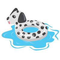 Swimming ring in dog shape. Inflatable float, inflatable pool float clipart. Water lifebuoy. Summer element. Hello summer concept. Cartoon flat isolated on white background. vector