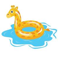 Swimming ring in giraffe shape. Inflatable float, inflatable pool float clipart. Water lifebuoy. Summer element. Hello summer concept. Cartoon flat isolated on white background. vector