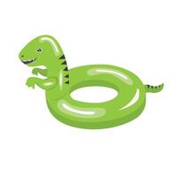 Swimming ring in dinosaur shape. Inflatable float, inflatable pool float clipart. Water lifebuoy. Summer element. Hello summer concept. Cartoon flat isolated on white background. vector