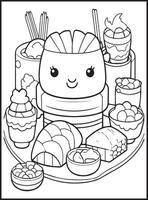 food and snacks coloring page vector