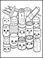 food and snacks coloring page vector