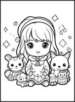 Cute Spring An Adult Coloring page vector