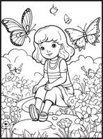 Cute Spring An Adult Coloring page vector