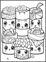 food and snacks coloring page vector