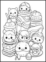 food and snacks coloring page vector