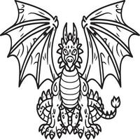 Hand drawn dragon outline illustration vector