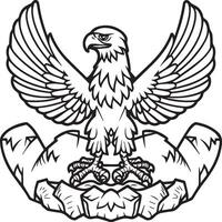 Eagle coloring pages. Eagle bird outline for coloring book vector