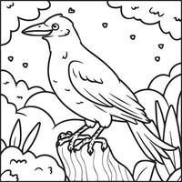 Crow coloring pages. Crow bird outline for coloring book vector