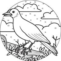 Crow coloring pages. Crow bird outline for coloring book vector