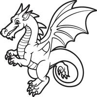 Hand drawn dragon outline illustration vector