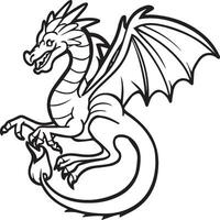 Hand drawn dragon outline illustration vector