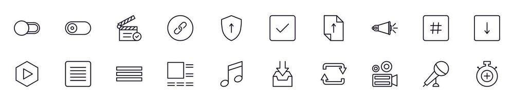 Essential signs for interface symbols drawn with black thin line. Editable stroke. Simple linear illustration that can be used as a design element for apps and websites vector