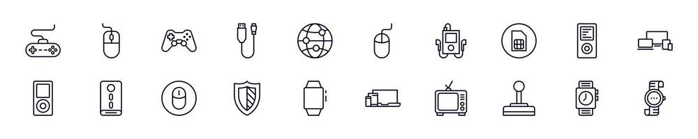 Electronics web outline symbols collection for stores, shops, banners, design vector