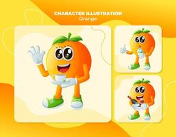 Cute orange characters enjoying beverages vector