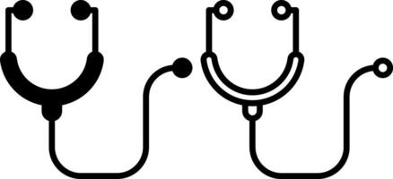 stethoscope icon, sign, or symbol in glyph and line style isolated on transparent background. illustration vector