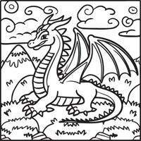 Hand drawn dragon outline illustration vector