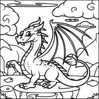 Hand drawn dragon outline illustration vector