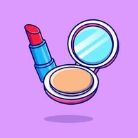 Floating Face Powder And Lipstick Cartoon vector