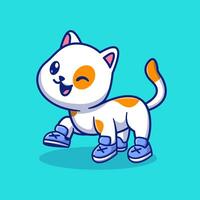 Cute Cat Wearing Shoes Cartoon vector