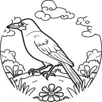 Crow coloring pages. Crow bird outline for coloring book vector