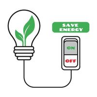 Turning off switch for energy saving. Save energy concept. Press electric button. vector