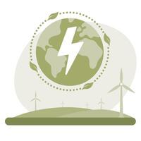 Green eco energy saving. Save the earth. Global environmantal day. Power icon vector