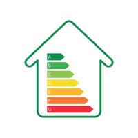 Energy efficient concept with classification graph sign. House energy rating. vector