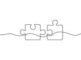 Continuing the drawn line of two pieces of the puzzle vector