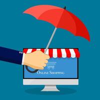 Protect trade and sales. Protect the storefront. Online Marketing vector