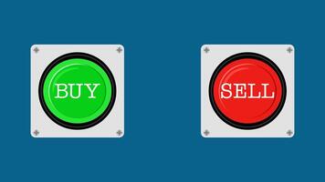 Green buy button and red sell button vector