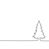 Draw a continuous line of the Christmas tree. Concept of nature vector