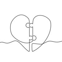Draw a continuous line of a puzzled heart vector
