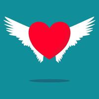 heart has wings that can fly. The concept of freedom vector