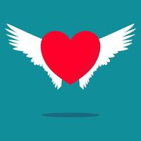 heart has wings that can fly. The concept of freedom vector