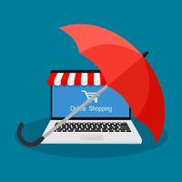 Protect trade and sales. Protect the storefront. Online Marketing vector