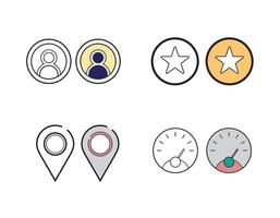 Graphic design. Set of pixel-perfect icons. Flat color style. Variety of unique visual metaphors suitable for wide range of uses vector
