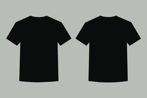 Plain black t-shirt front and back realistic feel vector