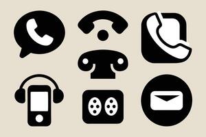 Phone icon collection. Simple black and white telephone call symbol vector