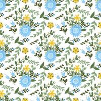 compuesto resumen floral flores y ramas modelo. primavera o verano concepto en blanco antecedentes. plano mano dibujado de colores elementos. de moda impresión diseño para textil, fondo de pantalla, interior, envase vector