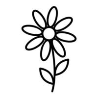 Outline drawn of stylized blooming flower. Design concept for coloring book page or logo, icon, card vector