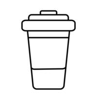 Disposable paper coffee cup. Freehand simple outline drawing. Design concept for card, sticker, icon vector