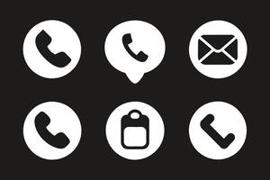 Phone icon collection. Simple black and white telephone call symbol vector