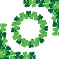 3 abstract shamrocks frame corner with top and bottom border and circle. 3 design idea for greetings vector