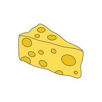 Kids drawing cartoon illustration cheese wedge icon Isolated on White vector