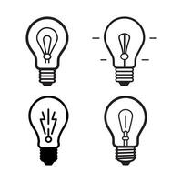 Light bulb icon set. Black Light bulb icon set on white background. illustration vector