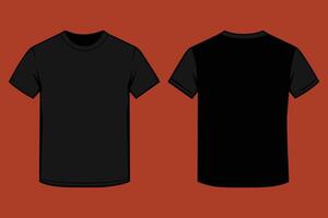 Plain black t-shirt front and back realistic feel vector