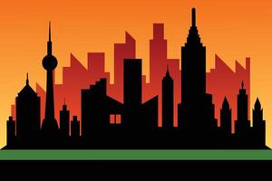 Silhouette City landscape. Modern building architecture Urban cityscape vector